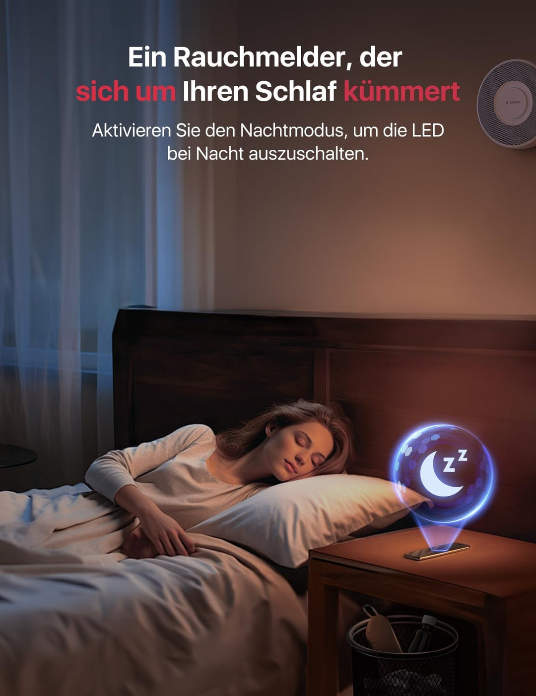 X-Sense Smarter Rauchmelder WLAN mit Sprachausgabe und 17 Standorten, Feuermelder, Rauchmelder verne