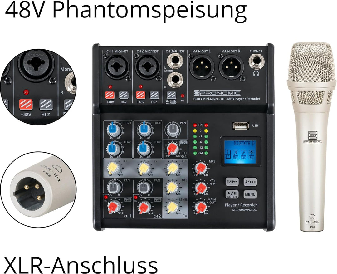 Pronomic CML-104 Kondensatormikrofon für präzise Schallaufnahme - Handmikrofon mit Windschutz - Gesa