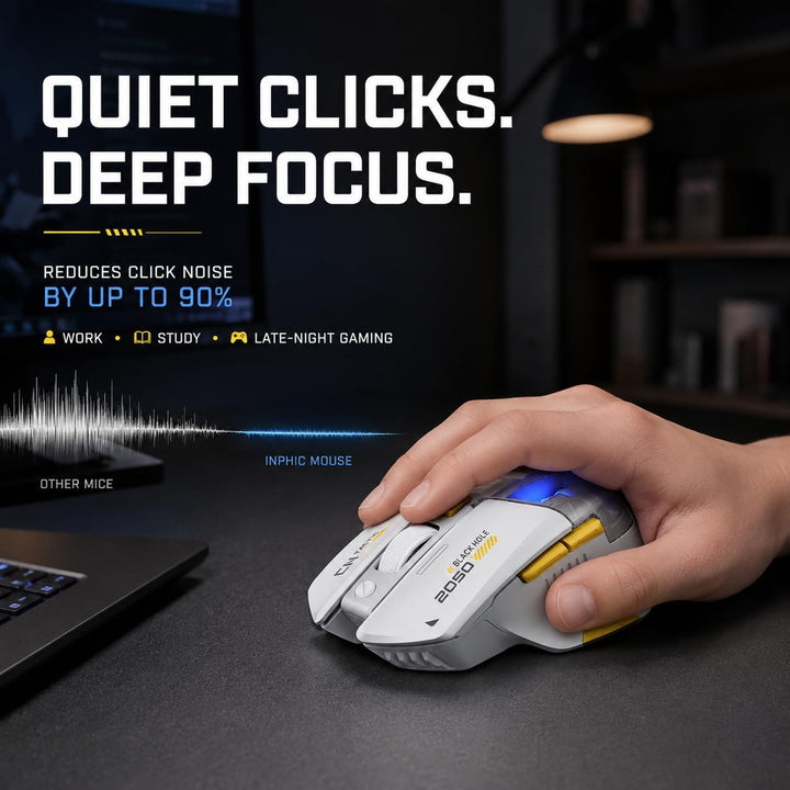 INPHIC A9 Explorer Bluetooth-Maus, Dual-Mode Bluetooth 5.0/2.4G, 2400 DPI, sichtbare Batterieanzeige