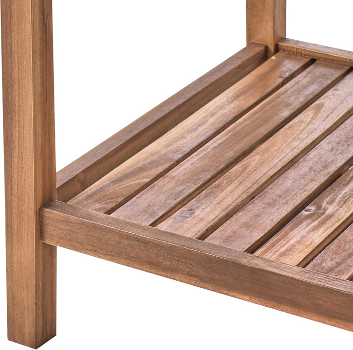 Beliani Outdoor-Kücheninsel Akazienholz braun schmal 50x50x83 cm mit Regalen Brucoli