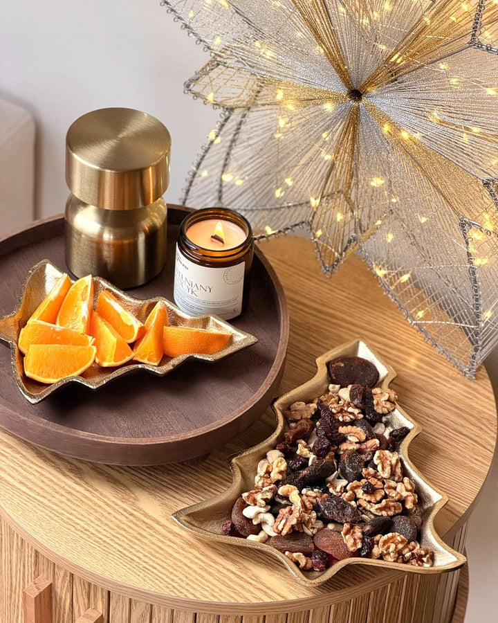 Dekoschale Aluminium gold Weihnachtsbaum 2er Set Dekotablett Dekoration Durian