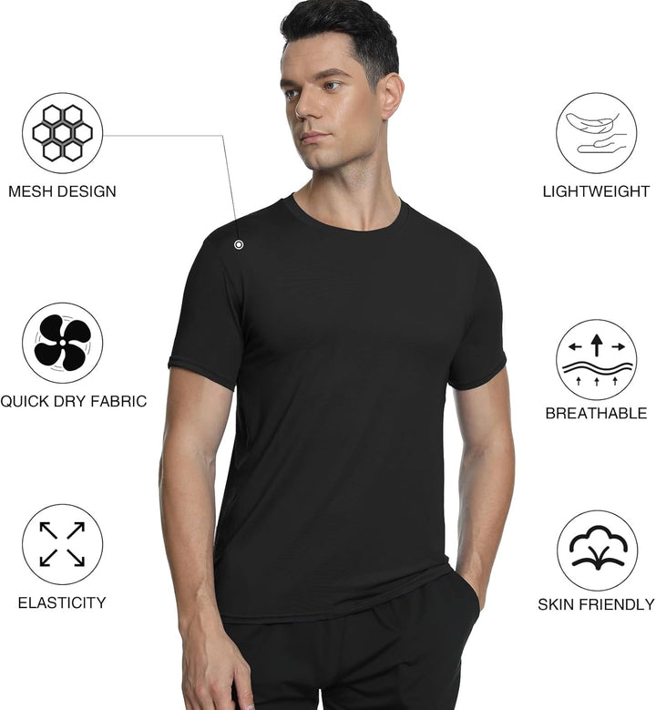 MeetHoo Sportshirt Herren,Laufshirt Kurzarm Funktionsshirt Atmungsaktiv Schnelltrocknendes T Shirt M