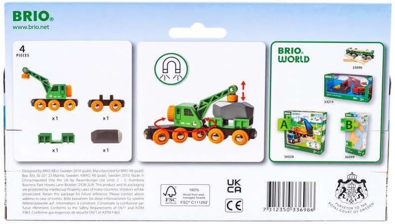 BRIO World - Grüner Kranwagen mit Anhänger und Fracht Single, Single