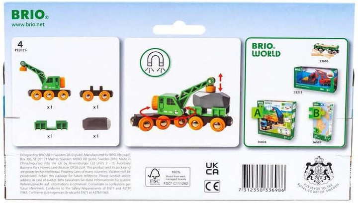 BRIO World - Grüner Kranwagen mit Anhänger und Fracht Single, Single