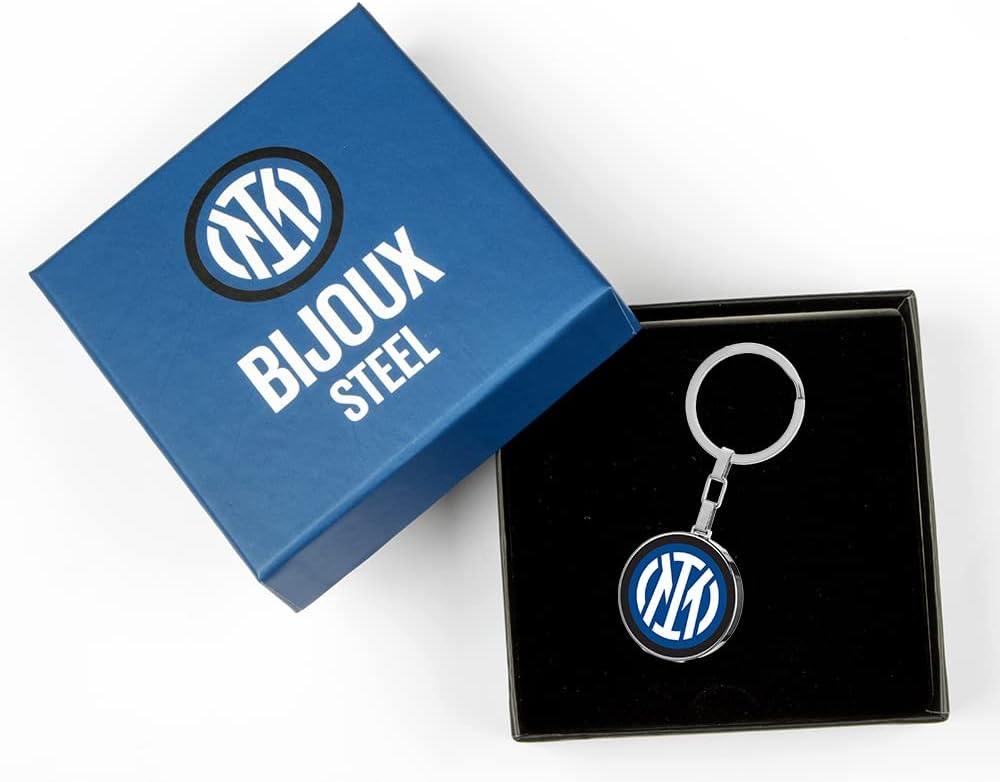 F.C. Internazionale Schlüsselanhänger aus Stahl, Unisex, Taglia unica, Edelstahl, Kein Edelstein.