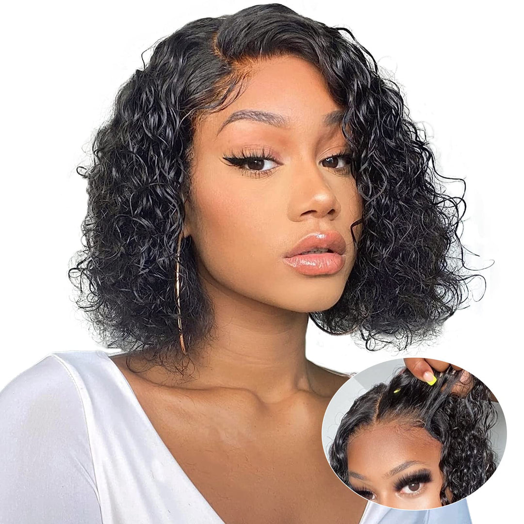 Human Hair Bob Wig 4x4 Curly Glueless Wig Human Hair For Black Women 180% Dichte Echthaar Perücke Mi