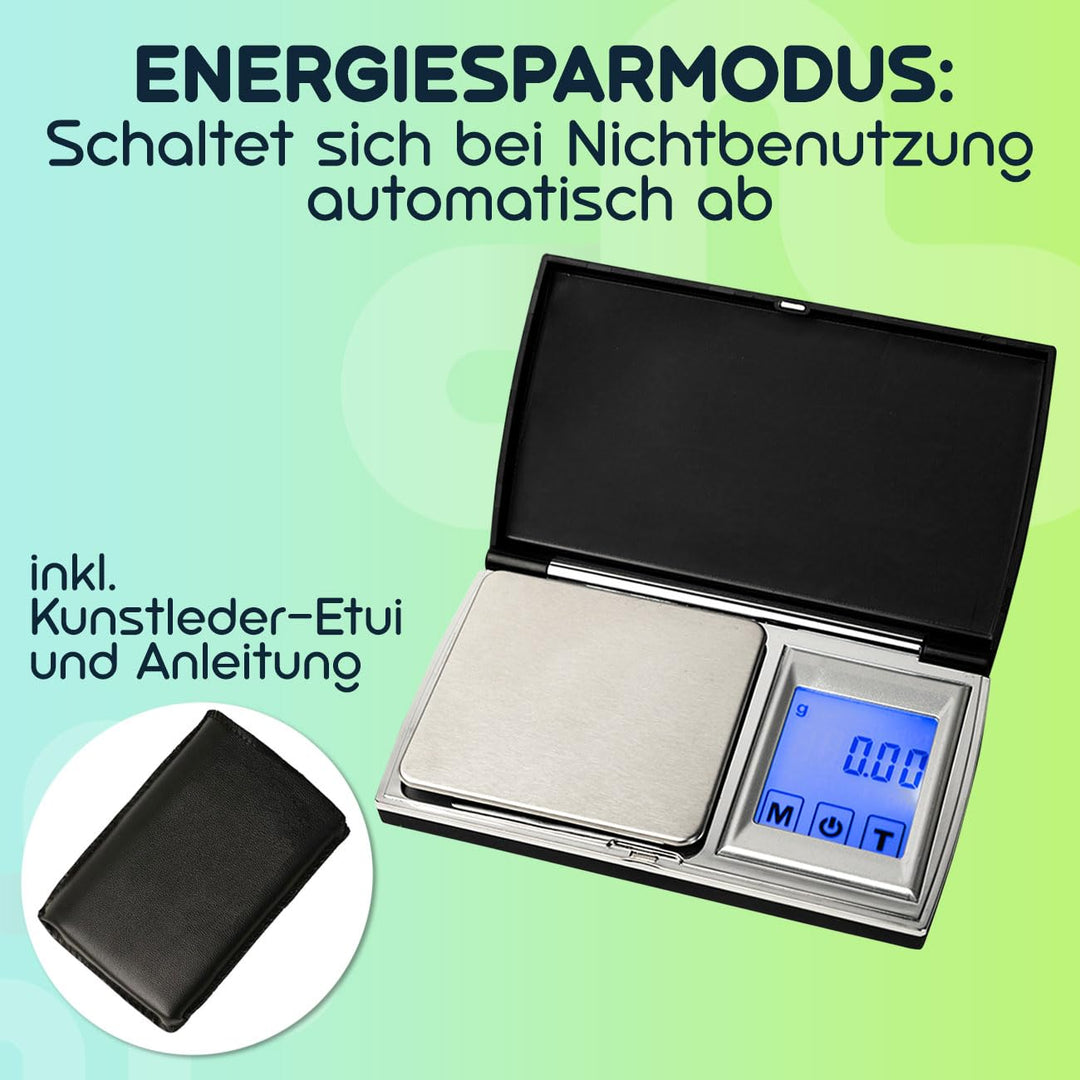 Digitale Feinwaage (500g/0.01g) mit Touch-Display – Präzise Taschenwaage mit 7 Einheiten für Schmuck