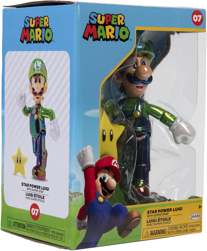 Nintendo Super Mario Figur Luigi w/Star in Sammlerbox, 10 cm Luigi w/ Star, Luigi w/ Star