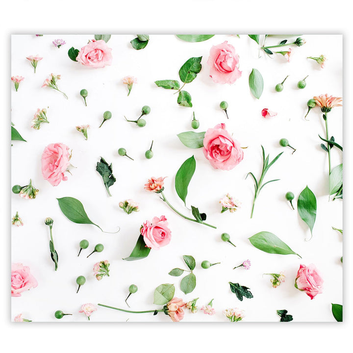 SmartDecoration Herdabdeckplatte Ceranfeldabdeckung aus Glas 60x52 cm Einteilig Motiv "Blumen" Weiss