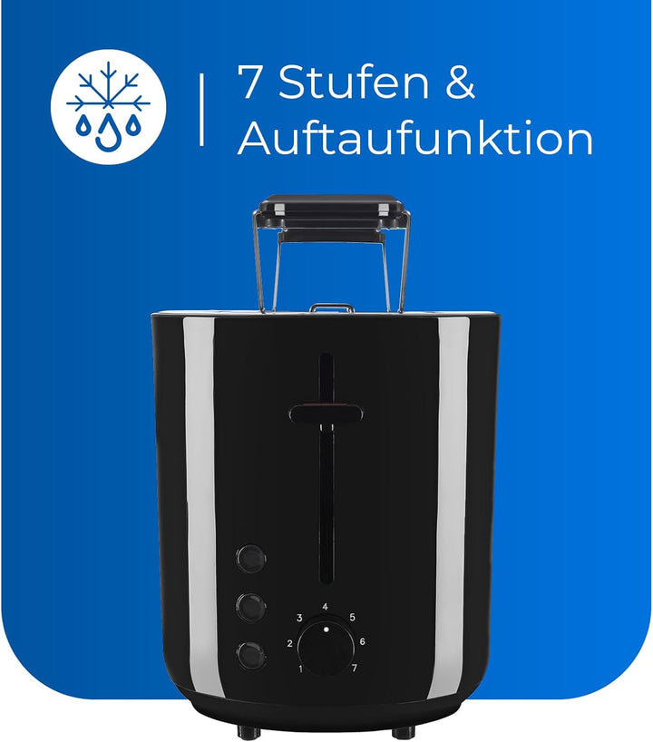 Exquisit Toaster TA 6103 sw | 7 Leistungsstufen | 850 Watt | abnehmbarer Brötchenaufsatz | Toastzent