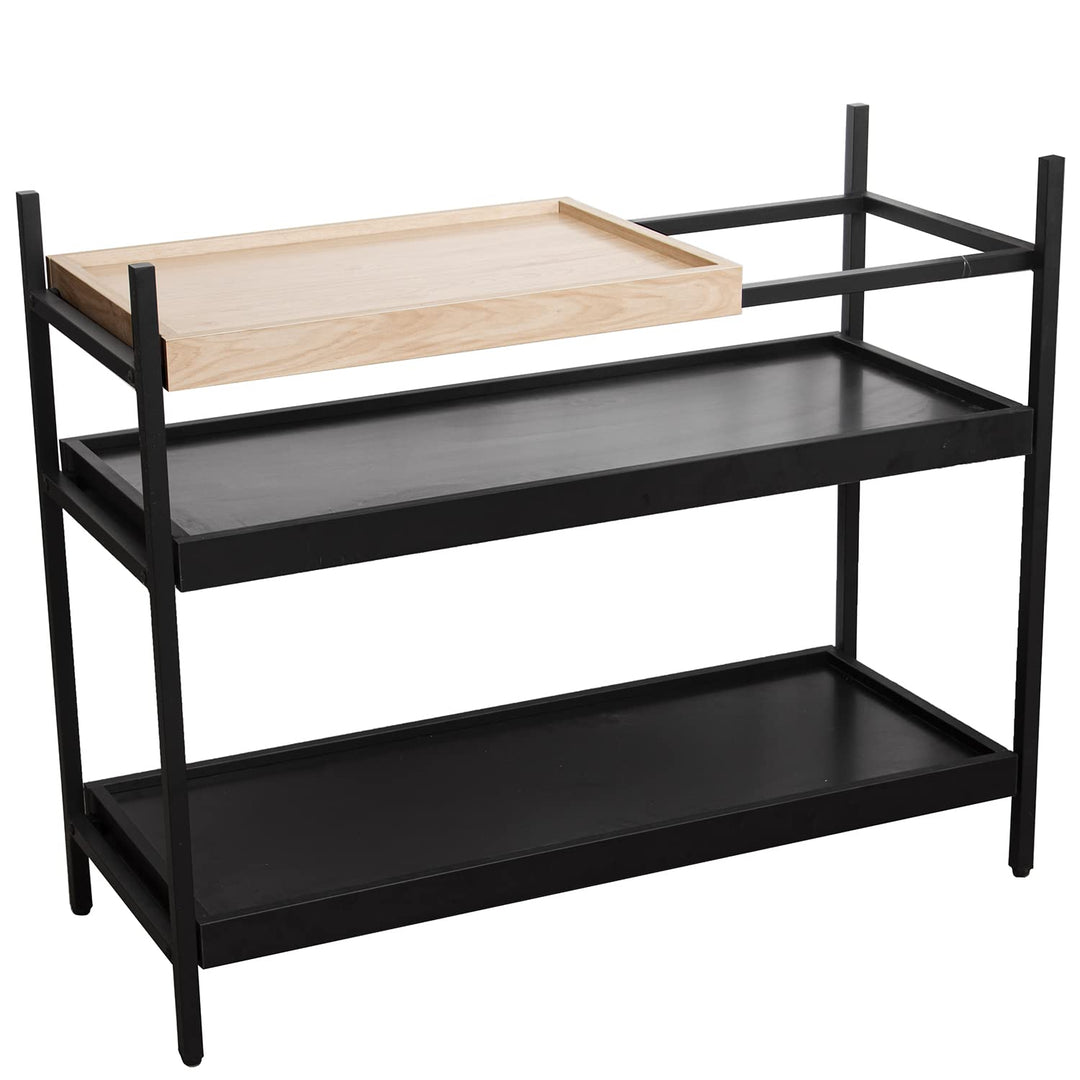 DRW Eingangstisch aus Metall und MDF in Schwarz und Natur, 100 x 40 x 81 cm, hoch. Füsse 10 cm, ESTA