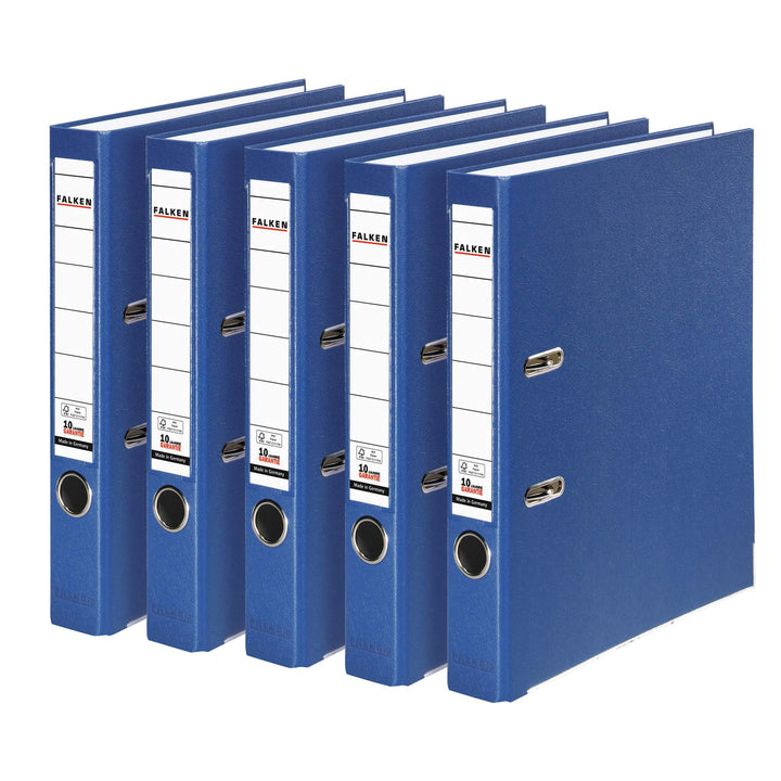 Original Falken 5er Pack PP-Color Kunststoff-Ordner. Made in Germany. 5 cm schmal DIN A4 blau Vegan