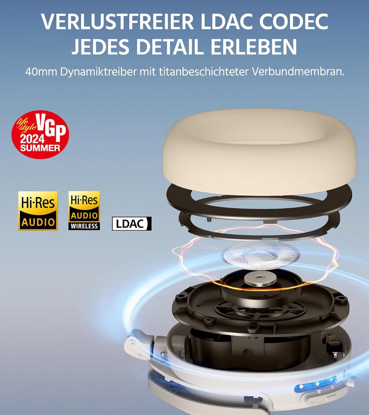 Edifier W830NB Wireless Over Ear Kopfhörer mit -45dB ANC, 94Std. AKKU, LDAC Hi-Res Sound, Spatial So
