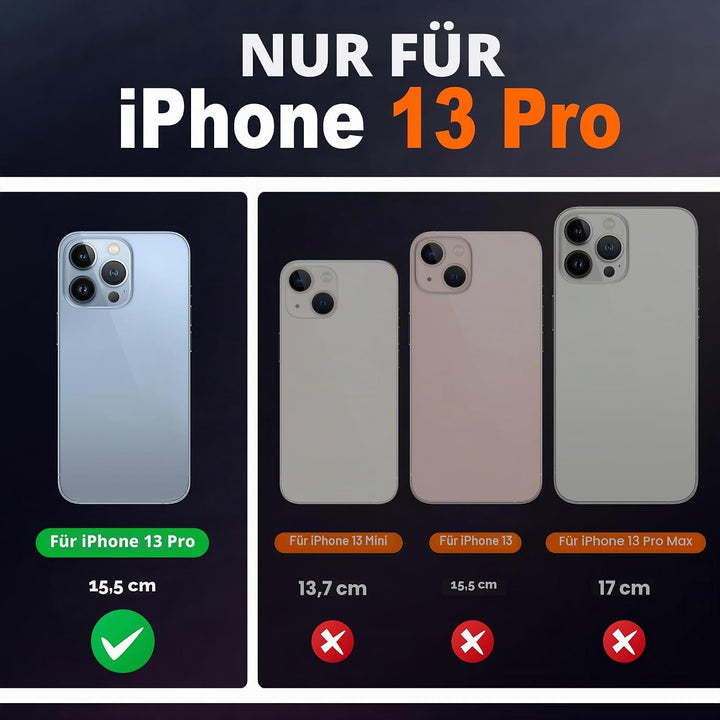 SHIELDON Hülle für iPhone 13 Pro, Handyhülle Schutzhülle [Echtleder] [Kartenfach] [Magnet] [Standfun