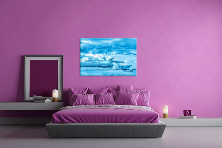 deyoli malerisches Kreuzfahrtschiff Format 80x60 Effekt: Monocrome Blau als Leinwandbild, Motiv fert