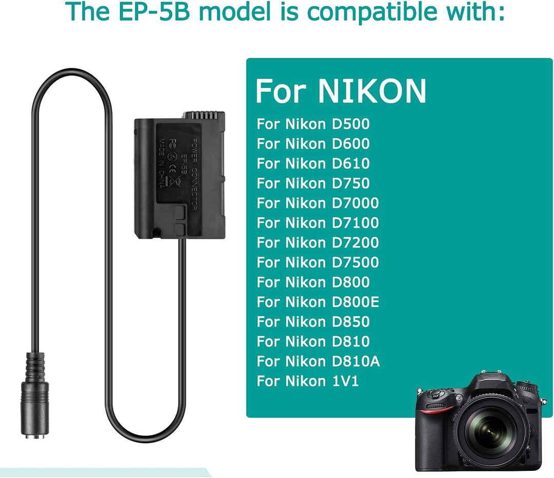 EH-5 Netzteil EP-5B DC-Koppler EN-EL15 Dummy-Akku für Nikon Z7 Z6 D7500 D7200 D7100 D7000 D850 D810