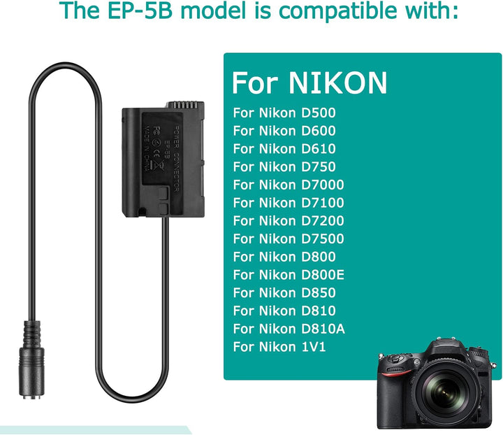 EH-5 Netzteil EP-5B DC-Koppler EN-EL15 Dummy-Akku für Nikon Z7 Z6 D7500 D7200 D7100 D7000 D850 D810