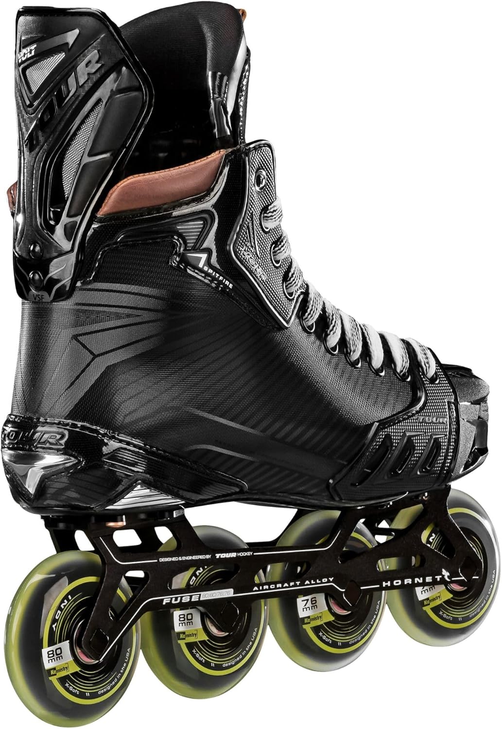 TOUR Rollhockey Schlittschuhe Volt Spitfire 9.5 = EU 45 Schwarz, 9.5 = EU 45 Schwarz