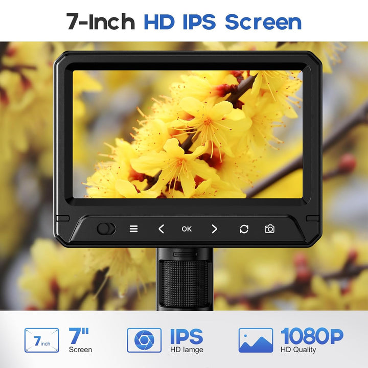 BEBANG 7" LCD Digitales Mikroskop 1200x für Erwachsene,3024P Münz Mikroskop Lupe,12MP Lötmikroskop m