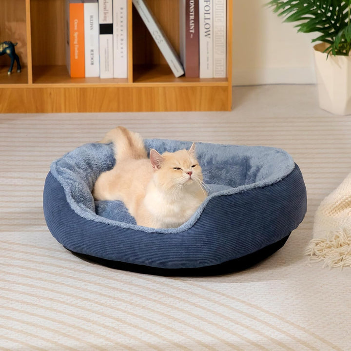 Hollypet Katzenbett Kleines Hundebett, Rundes Haustierbett für Katzen und Welpen, Weiches Schlafbett