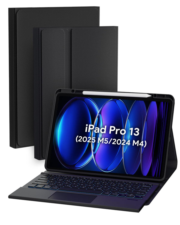 Doohoeek Schutzhülle mit Tastatur für iPad Pro 13 Zoll M5/M4 (2025/2024), Bluetooth Kabellose Beleuc