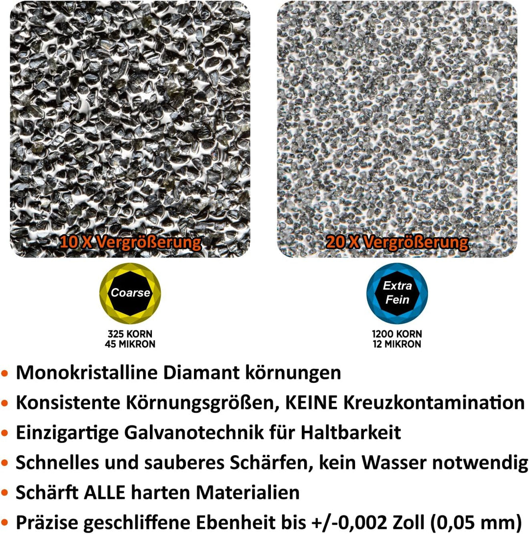SHARPAL 156N Diamant-Schleifstein Abziehstein mit Aufbewahrungsbox, Dual Körnung, grob/extrafein, We