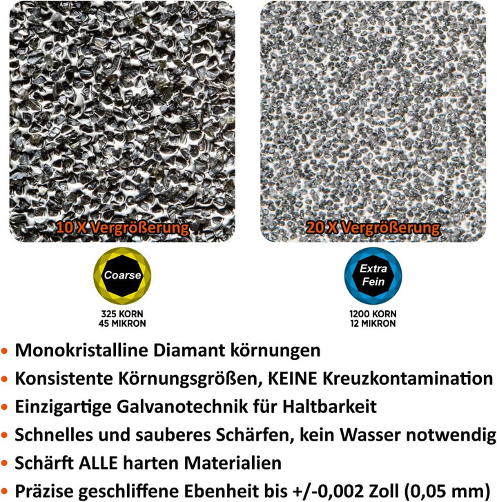 SHARPAL 156N Diamant-Schleifstein Abziehstein mit Aufbewahrungsbox, Dual Körnung, grob/extrafein, We