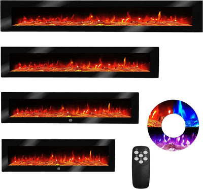 Elektrokamin Wandkamin Ben 250cm mit LED Flammensimulation - Farbwechsel - inkl. Fernbedienung, Time