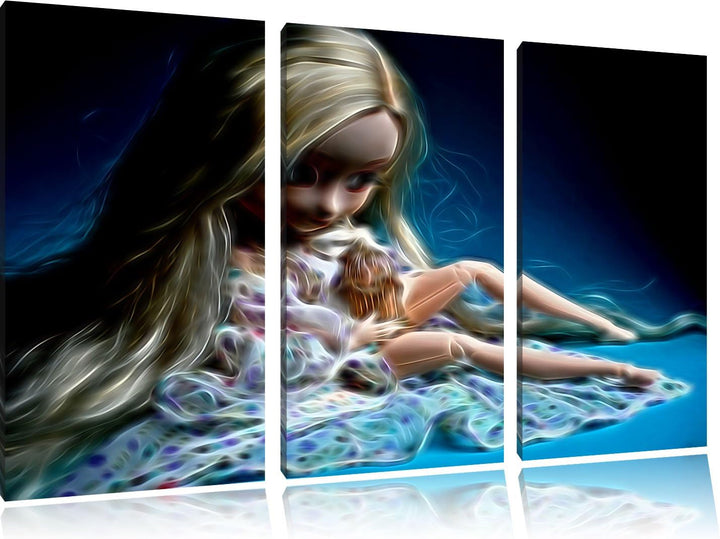 Dark blonde Pullip-Puppe mit Vogelkäfig NewArt 3-Teiler Leinwandbild 120x80 Bild auf Leinwand, XXL r