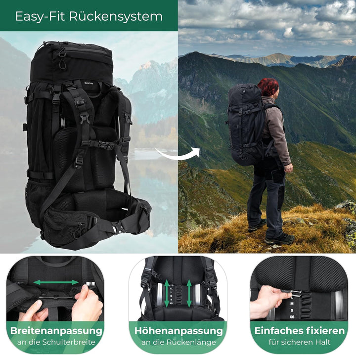 Steinwood Trekkingrucksack 70L (neu 2024), Wanderrucksack, Backpacker-Rucksack, Reiserucksack, wasse