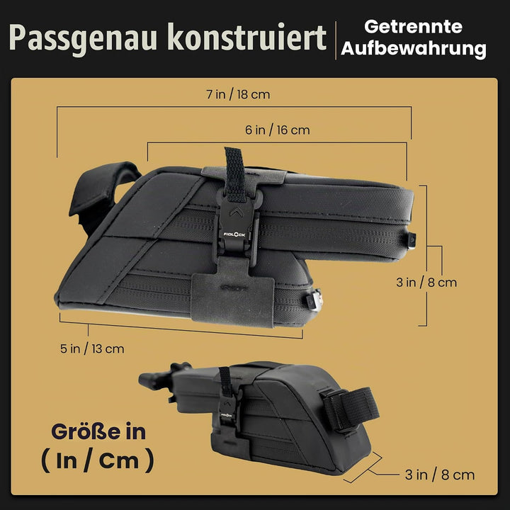 Lumiere &amp; Co. Magnetische Schnellverschluss-Satteltasche – 7″ × 3″ × 3″ | Doppeltes Fach, Flaches Zi