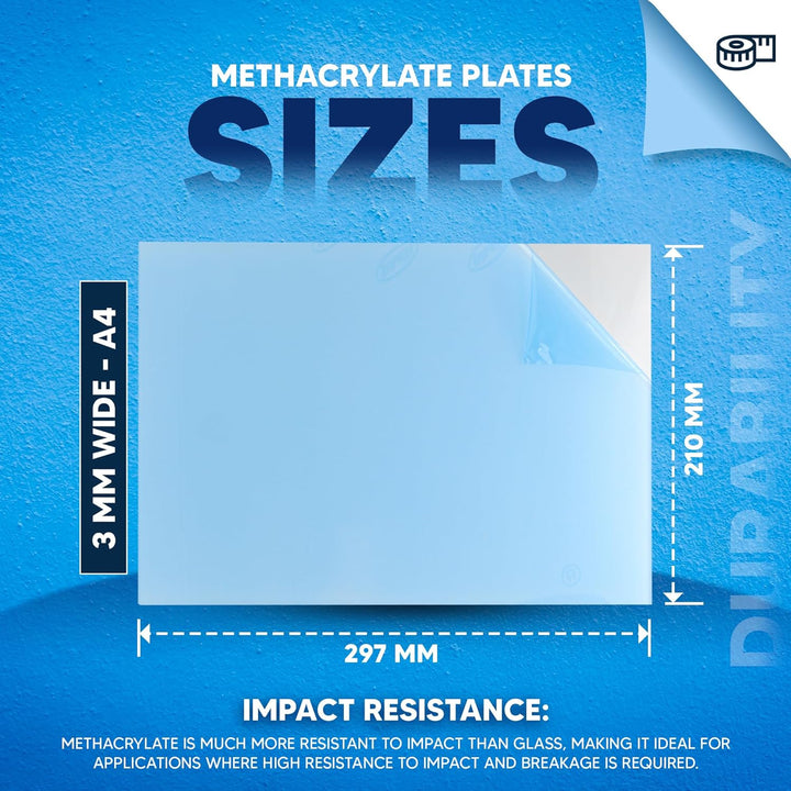 DOJA Barcelona | Transparente Acryl-Glas Platte | 210 x 297 mm | 3mm | Pack 5 | A4 | Methacrylat-Gla