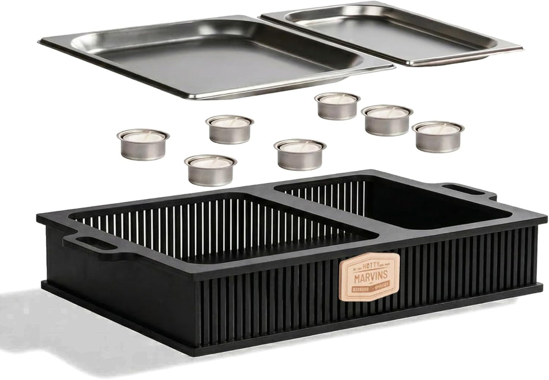 HOTTY Legacy Warmhalteplatte fürs Grillen – BBQ-Design Speisenwärmer mit personalisierbarem Batch –