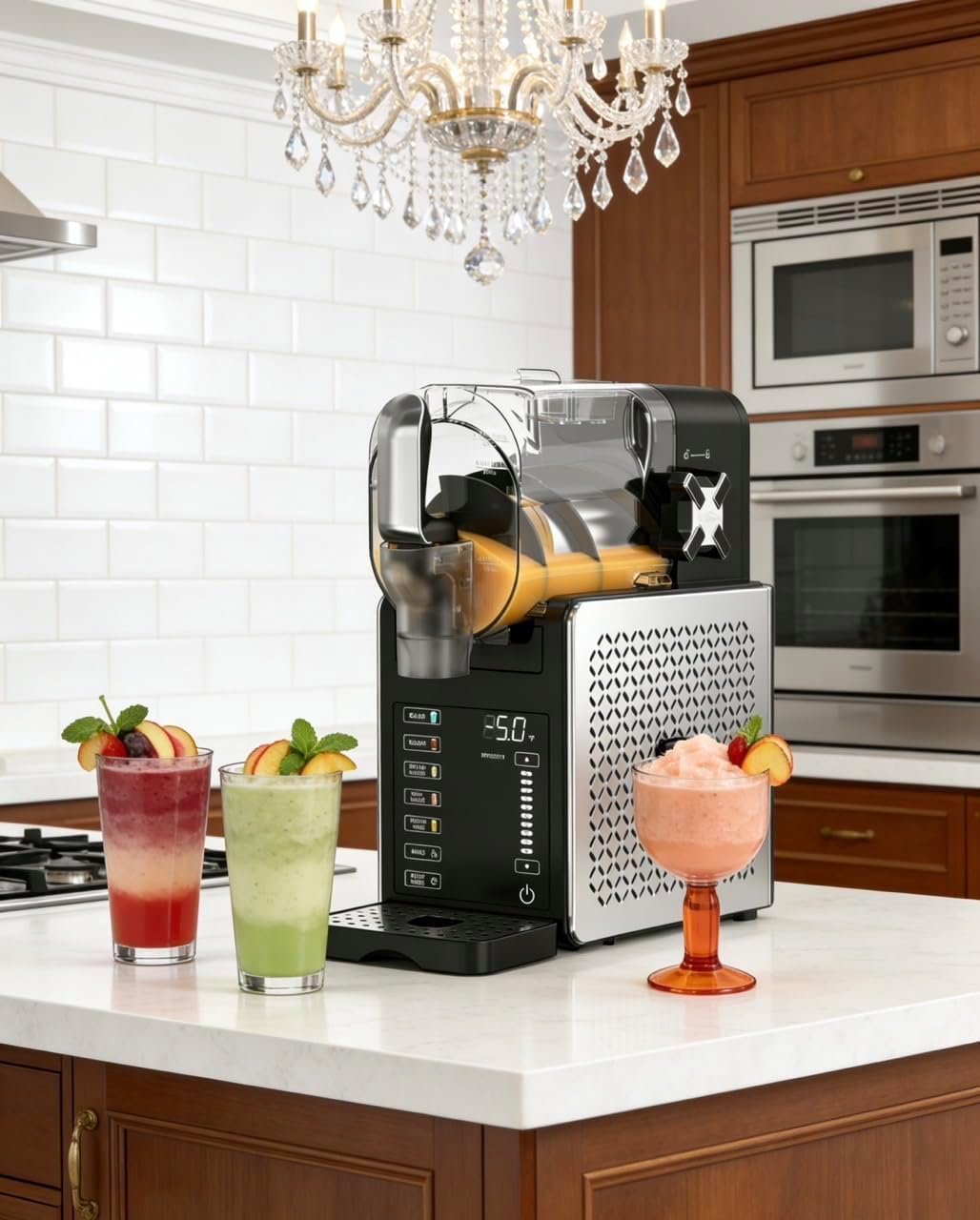 Slush Maschine, 2L Mixer für Getränke und Slush eis Maschine, 6 Voreingestellte Programme,Automatisc