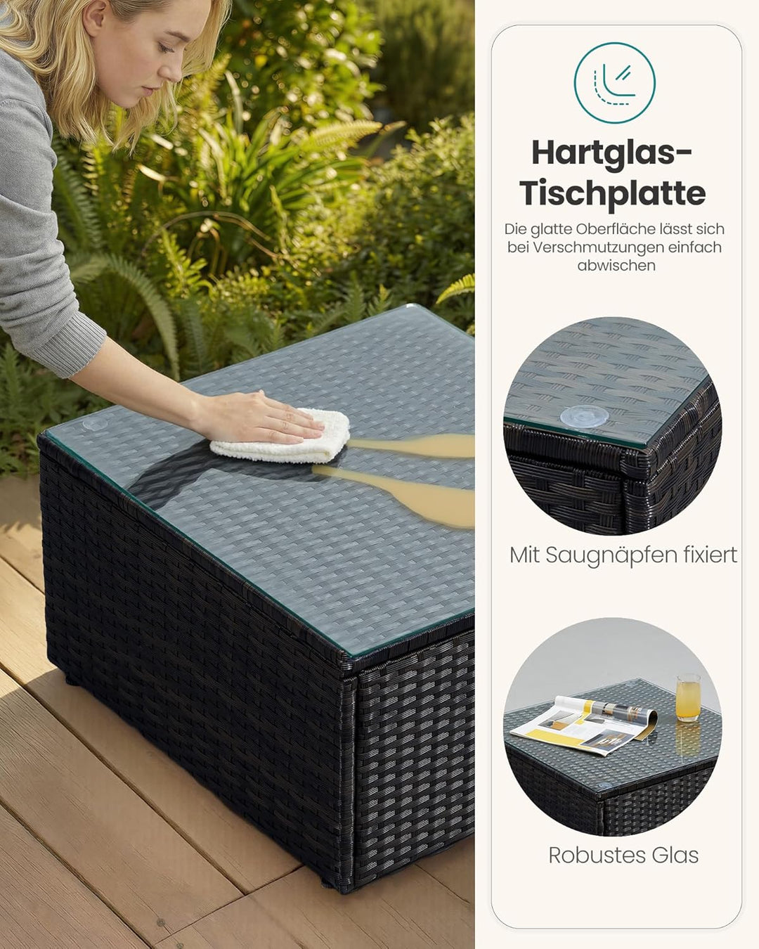 SONGMICS Gartenmöbel-Set, Balkonmöbel aus PE-Polyrattan, Terrassenmöbel, Ecksofa, Outdoor, handgeflo