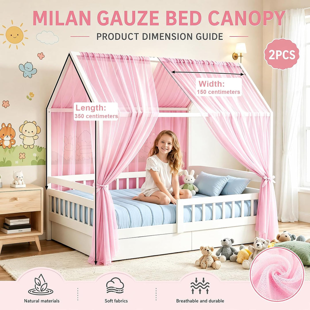 Hausbett Himmel, Betthimmel Hausbett, Stoffhimmel für Hausbetten Mädchen Jungen Baldachin, Handgemac