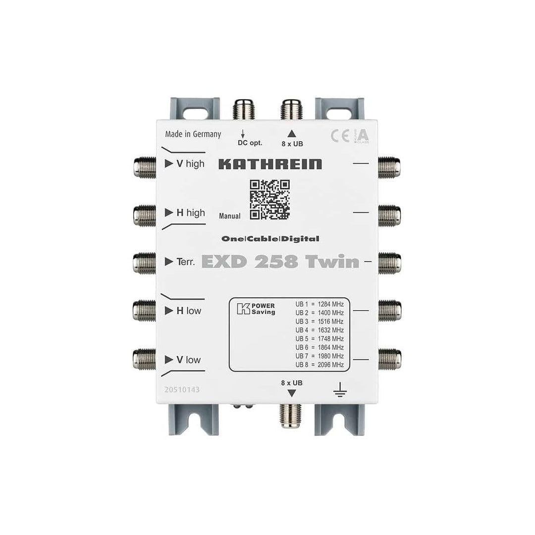 Kathrein EXD 258 Twin SAT Multischalter Kaskade Unicable Eingänge (Multischalter): 5 (4 SAT/1 terres