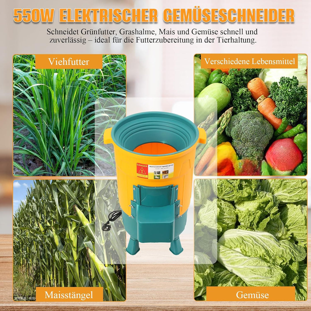 550W Elektrischer Gemüseschneider Futterhäcksler Futterverarbeitungsmaschine, Grünfutter, Grashalme,
