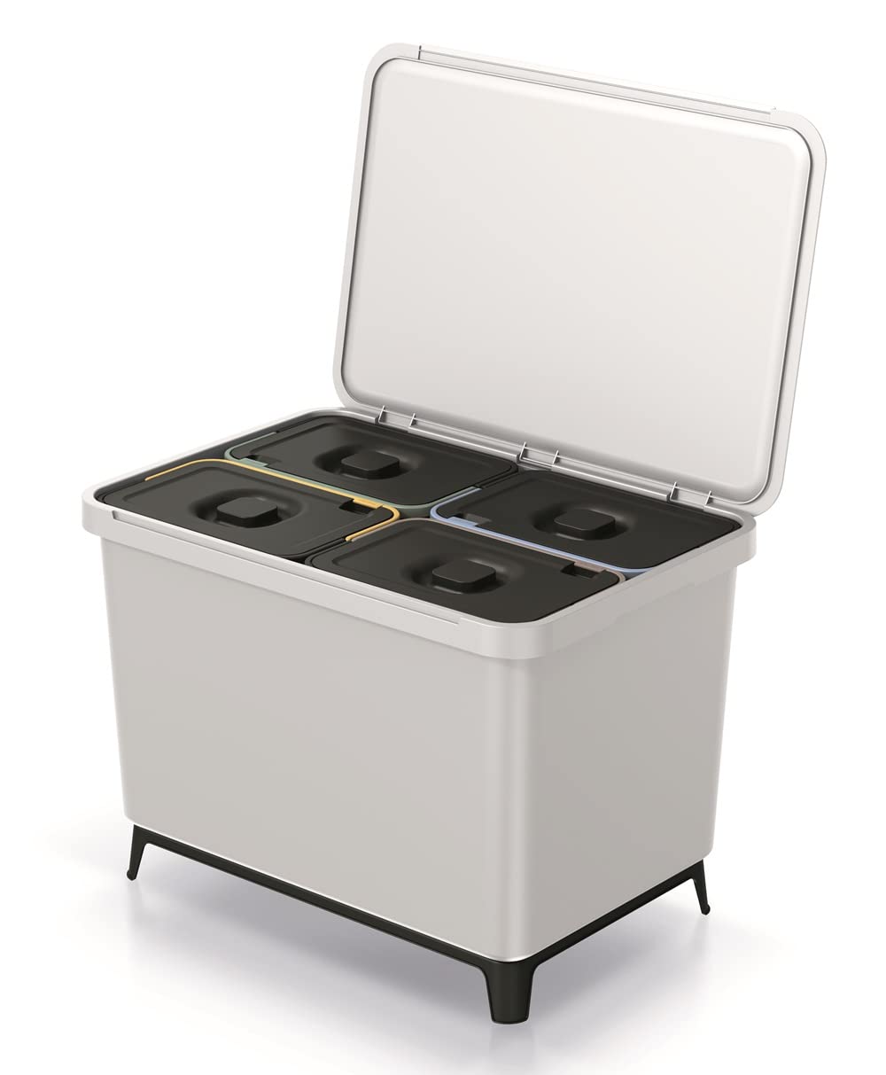 Mülleimer 4er Set 4x 10L Müllbehälter Abfalleimer 40L Mülltrennsystem Müllsammler Set Einsätze Müllt