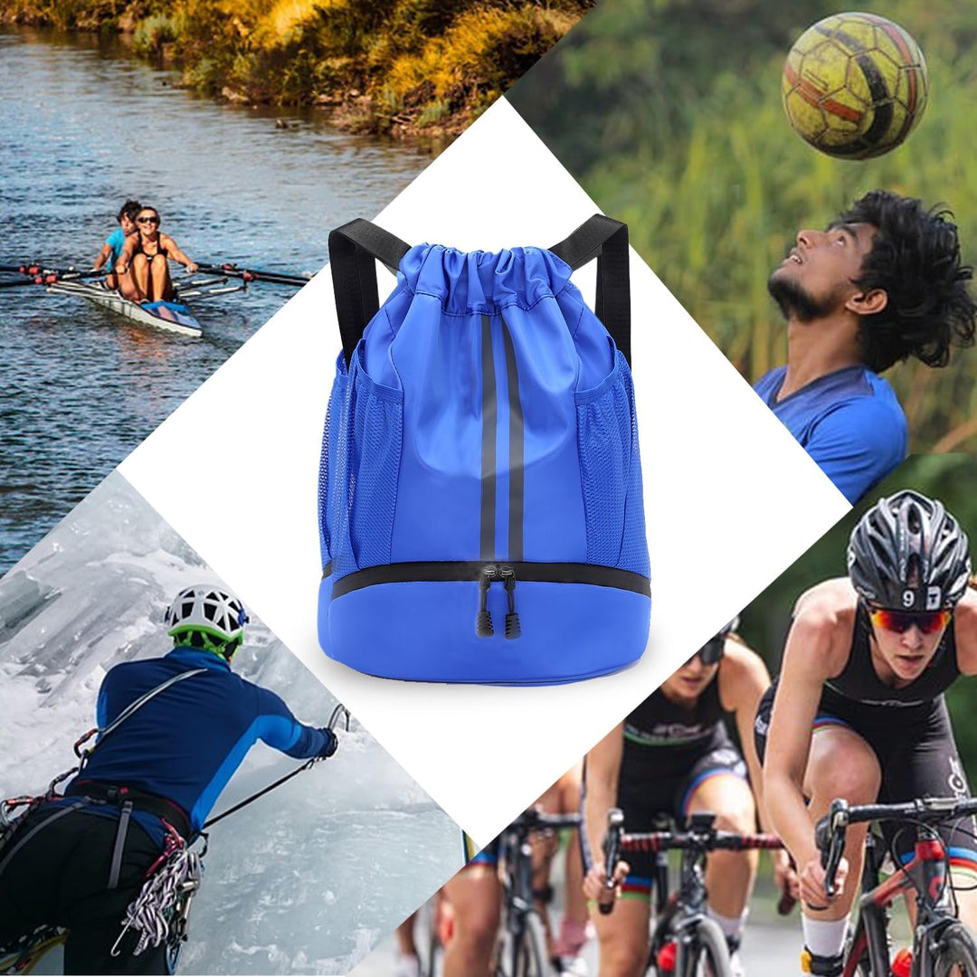 Sportbeutel mit Schuhfach - Wasserdichter Kordelzug Rucksack für Damen &amp; Herren - Gymbag &amp; Turnbeute