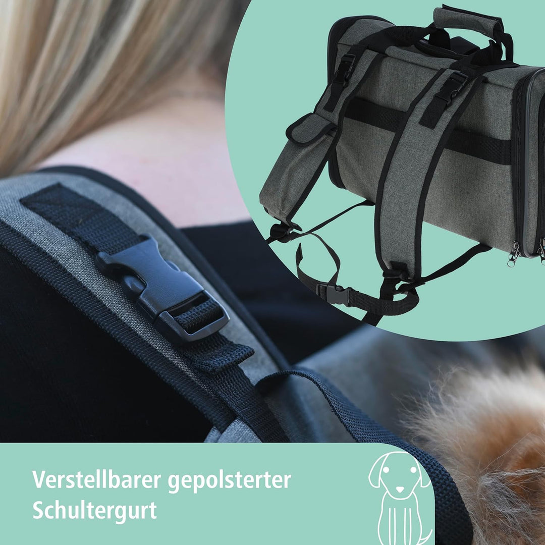 Hunderucksack Vacation 43x24x30cm, grau/blau