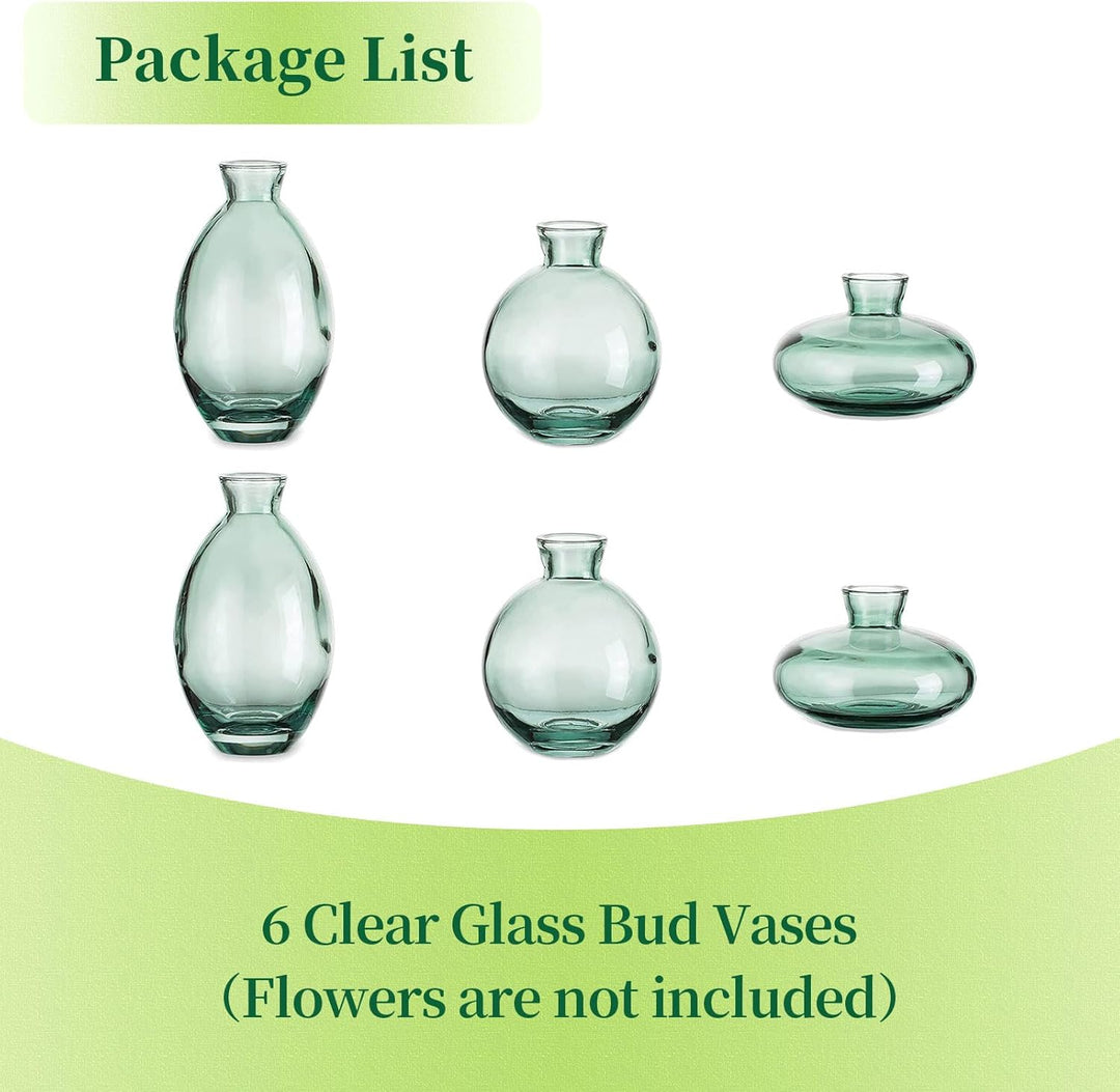 Kleine Vasen Für Tischdeko Aus Hewory, 6 Stück Vase Glas Mini Vasen Set Modern Glasvase Grün Kleine