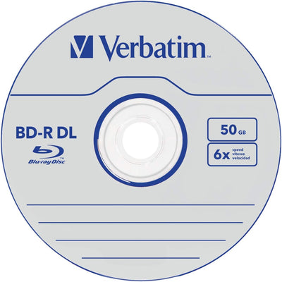 Verbatim BD-R Dual Layer Blu-ray Rohlinge 50 GB, Blu-ray-Disc mit 6-facher Schreibgeschwindigkeit, m