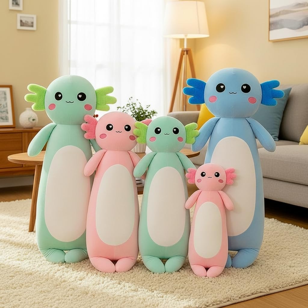 Kekeso Langes Axolotl Plüschtier,Kawaii Axolotl Kuscheltier Stofftier Rosa Axolotl Plüsch-Kissen, fü