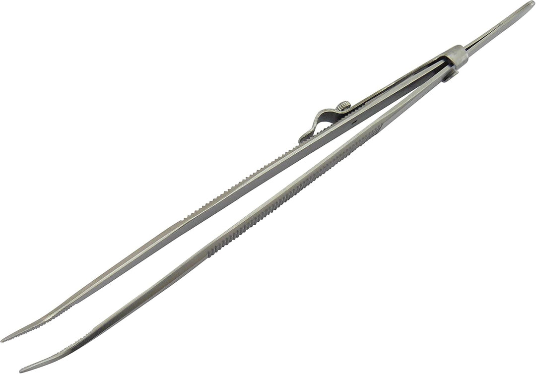 Lötpinzette - Klemmpinzette - mit Schloss Technische Pinzette, abgewinkelte Spitze, Länge 16 cm,