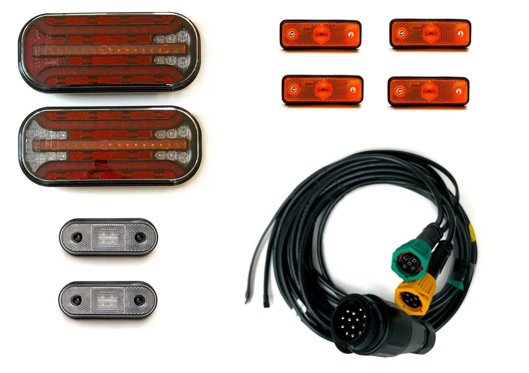 MelTruck® Anhängerbeleuchtung 2x LED Rückleuchten 6x Umrissleuchten 13 polig Kabel 5m Set