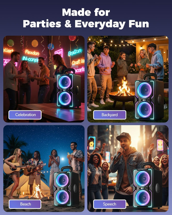 AKONE Party Bluetooth Lautsprecher, 240W Musikbox Bluetooth Gross, Loud Sound Partybox, Natur Super