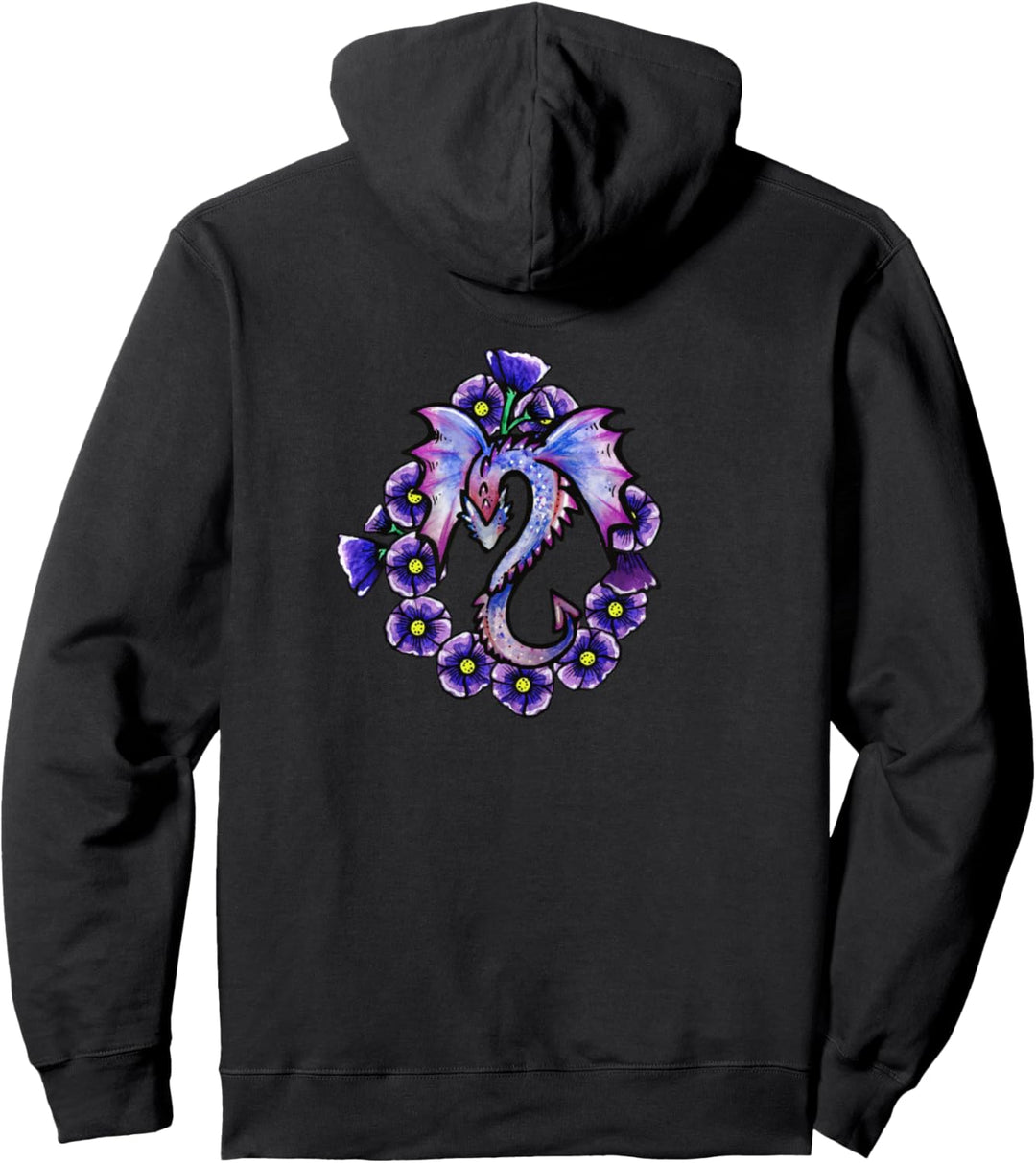 Purple Floral Dragon Pullover Hoodie