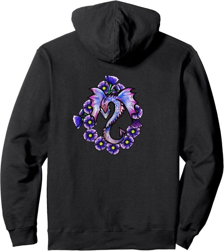 Purple Floral Dragon Pullover Hoodie