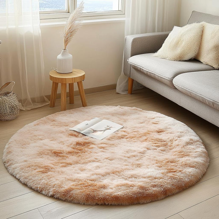 Rund Teppiche Hochflor Rund Teppich Wohnzimmer Langflor Teppiche für Wohnzimmer flauschig Shaggy Sch